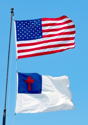 Church and state: the Christian (Protestant) flag flying below the United States flag